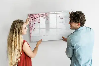 Pizarra de cristal magnética borrable diseño de flores de primavera