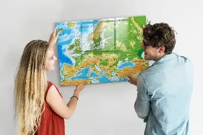 Pizarra de cristal magnética con mapamundi geográfico