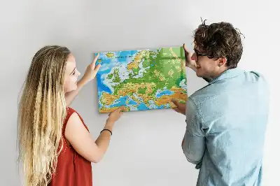 Pizarra de cristal magnética con mapamundi geográfico