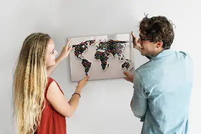 Mapa del mundo abstracto pizarra borrable de cristal con imanes