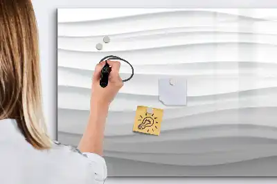 Pizarra borrable de cristal con imanes con diseño de textura de olas