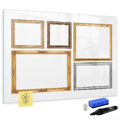 Pizarra magnética de pared con rotulador con marco dorado