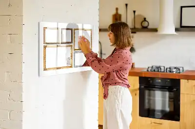 Pizarra magnética de pared con rotulador con marco dorado