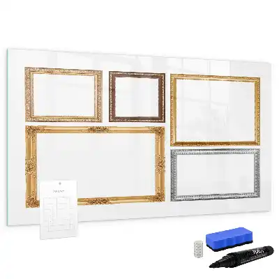 Pizarra magnética de pared con rotulador con marco dorado