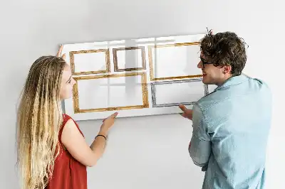 Pizarra magnética de pared con rotulador con marco dorado