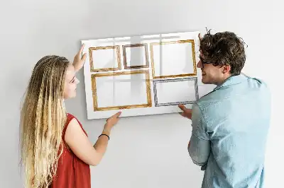 Pizarra magnética de pared con rotulador con marco dorado