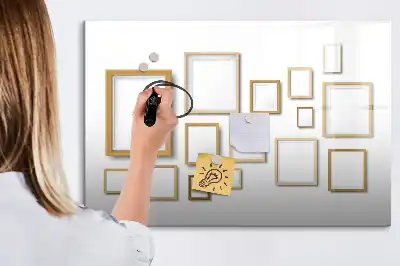 Pizarra magnética de pared con marco de madera y rotulador