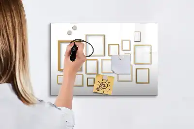 Pizarra magnética de pared con marco de madera y rotulador