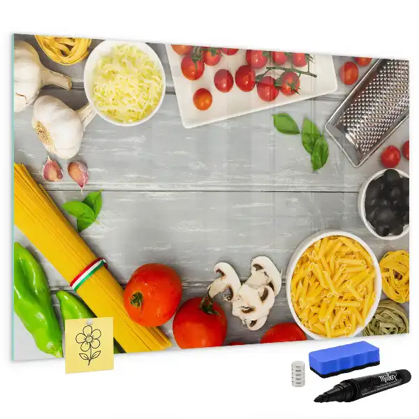 Pizarra magnética de pared con rotulador para ingredientes