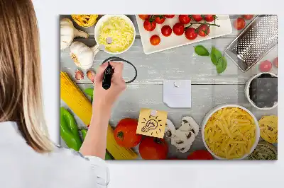 Pizarra magnética de pared con rotulador para ingredientes