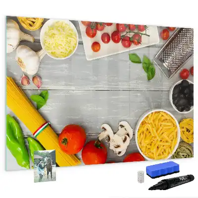 Pizarra magnética de pared con rotulador para ingredientes