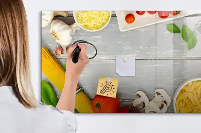 Pizarra magnética de pared con rotulador para ingredientes