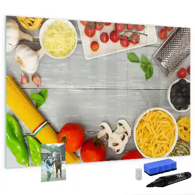 Pizarra magnética de pared con rotulador para ingredientes
