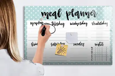 Planificador de comidas pizarra magnética de pared con rotulador