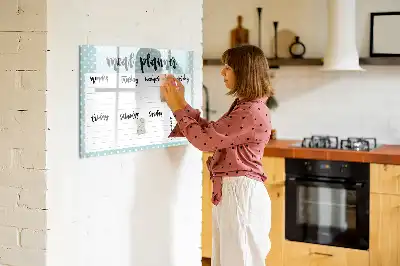 Planificador de comidas pizarra magnética de pared con rotulador