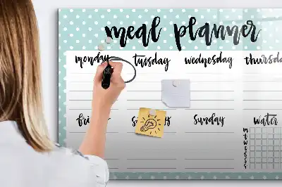 Planificador de comidas pizarra magnética de pared con rotulador