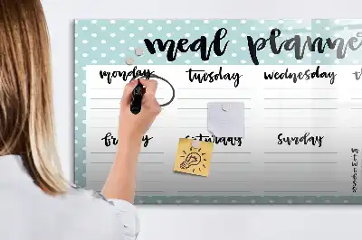 Planificador de comidas pizarra magnética de pared con rotulador