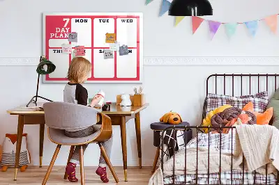 Pizarra magnética de pared con rotulador y planificador semanal