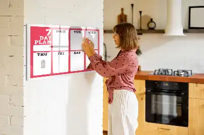 Pizarra magnética de pared con rotulador y planificador semanal