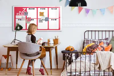Pizarra magnética de pared con rotulador y planificador semanal