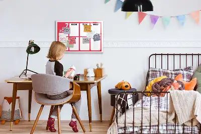 Pizarra magnética de pared con rotulador y planificador semanal