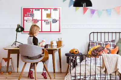 Pizarra magnética de pared con rotulador y planificador semanal
