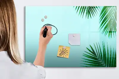 Pizarra magnética de pared diseño de hojas exóticas con rotulador incluido