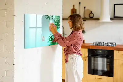 Pizarra magnética de pared diseño de hojas exóticas con rotulador incluido