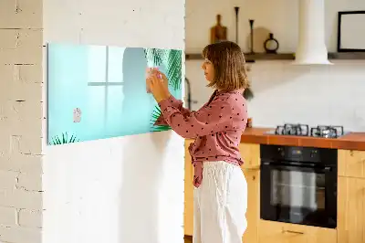 Pizarra magnética de pared diseño de hojas exóticas con rotulador incluido