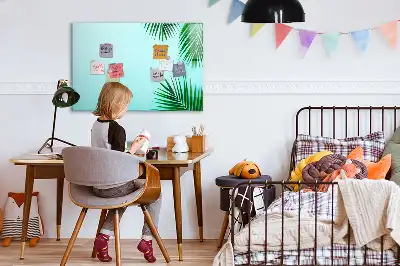 Pizarra magnética de pared diseño de hojas exóticas con rotulador incluido