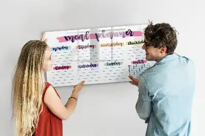 Pizarra magnética de pared para menú semanal con rotulador
