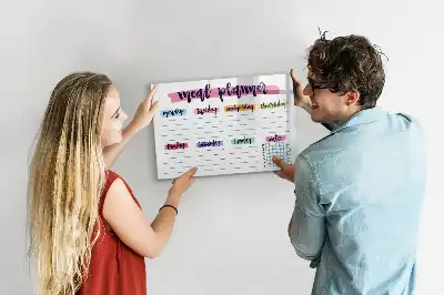 Pizarra magnética de pared para menú semanal con rotulador