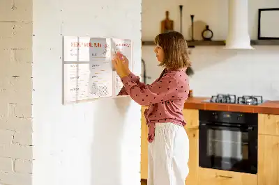 Pizarra de cristal borrable con imanes planificador de comidas estilo retro