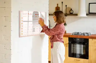 Pizarra borrable de cristal con imanes planificador de comidas semanal