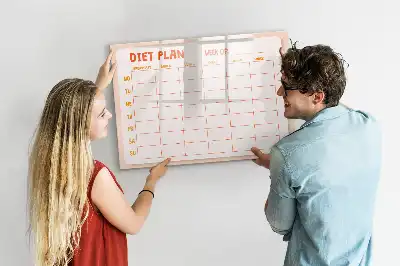 Pizarra borrable de cristal con imanes planificador de comidas semanal