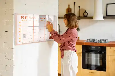 Pizarra borrable de cristal con imanes planificador de comidas semanal