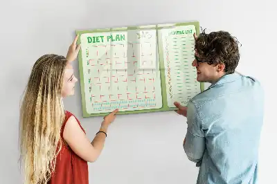 Pizarra magnética de pared con rotulador para menú semanal