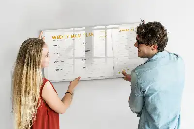 Pizarra de cristal borrable con imanes para planificación de comidas