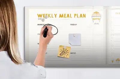 Pizarra de cristal borrable con imanes para planificación de comidas
