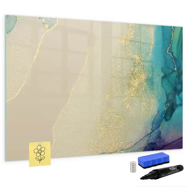 Pizarra magnética de pared con rotulador diseño de mármol colorido