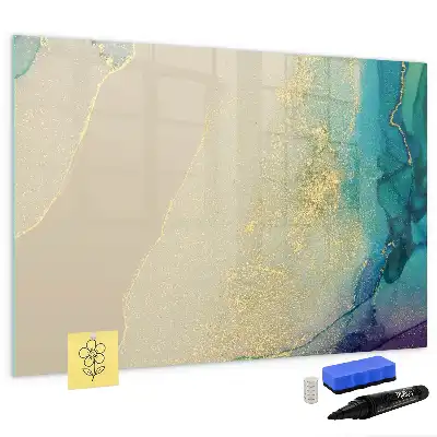 Pizarra magnética de pared con rotulador diseño de mármol colorido