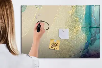 Pizarra magnética de pared con rotulador diseño de mármol colorido