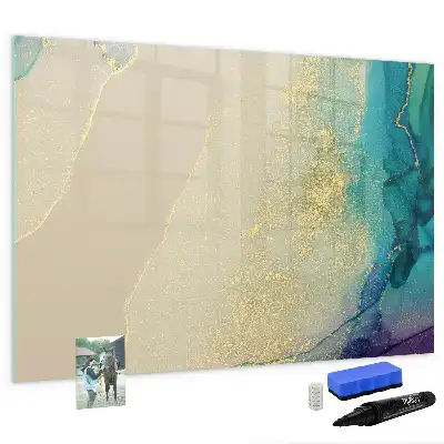Pizarra magnética de pared con rotulador diseño de mármol colorido