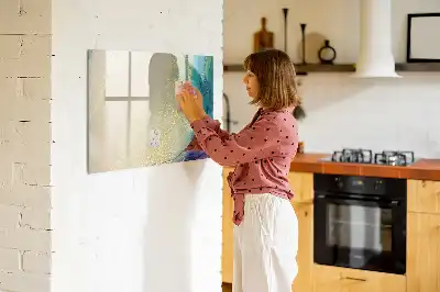 Pizarra magnética de pared con rotulador diseño de mármol colorido