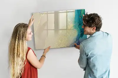 Pizarra magnética de pared con rotulador diseño de mármol colorido