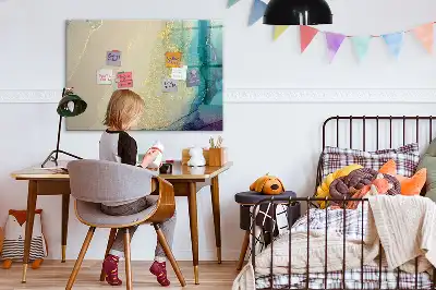 Pizarra magnética de pared con rotulador diseño de mármol colorido