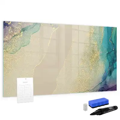 Pizarra magnética de pared con rotulador diseño de mármol colorido