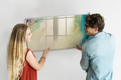 Pizarra magnética de pared con rotulador diseño de mármol colorido