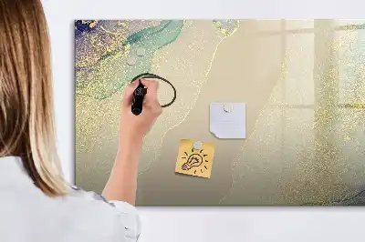 Pizarra magnética de pared con rotulador diseño de mármol colorido