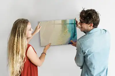 Pizarra magnética de pared con rotulador diseño de mármol colorido